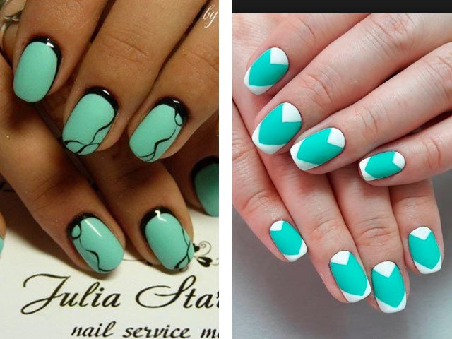 Manucure à la mode aux couleurs menthe.