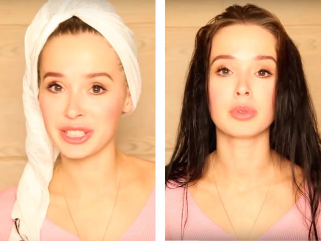 Couché à la maison sur de longs et moyens cheveux