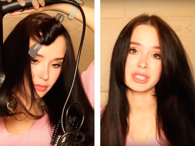 Couché à la maison sur de longs et moyens cheveux