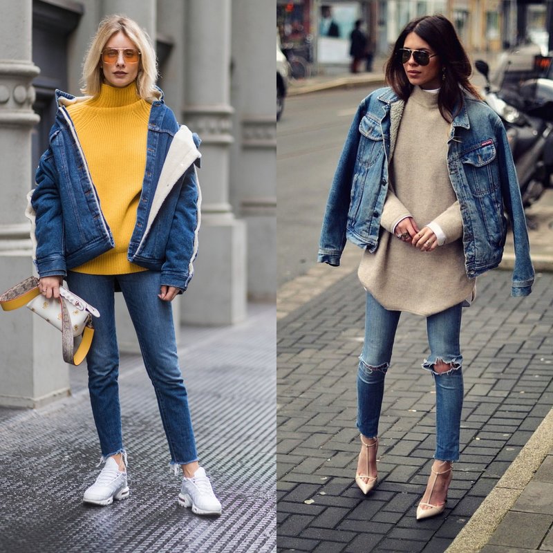 Veste en jean oversize à ressorts Veste en jean oversize à ressorts