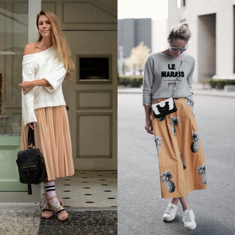 Les filles en jupes à la mode au printemps Les filles en jupes à la mode au printemps