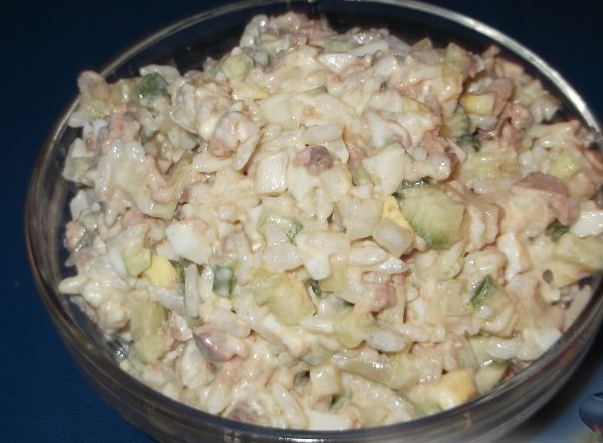 salade au foie de morue et riz