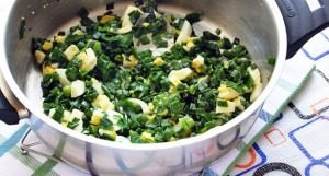 Tarte aux oignons verts et oeuf