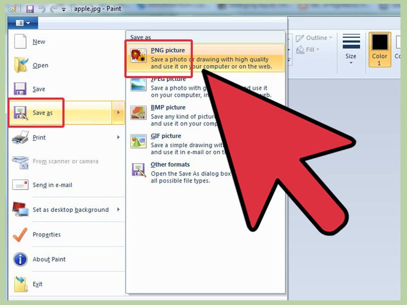 Enregistrement d'image au format PNG dans Paint Enregistrement d'une image dans Paint