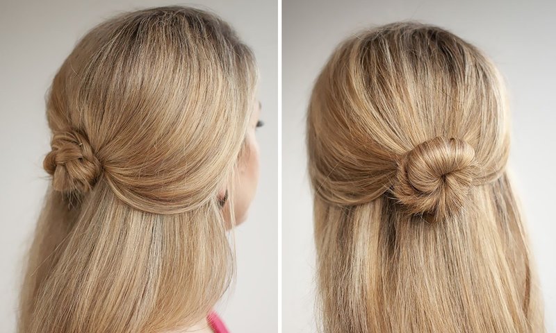 Un petit chignon sur ses cheveux lâches Un petit chignon sur ses cheveux lâches