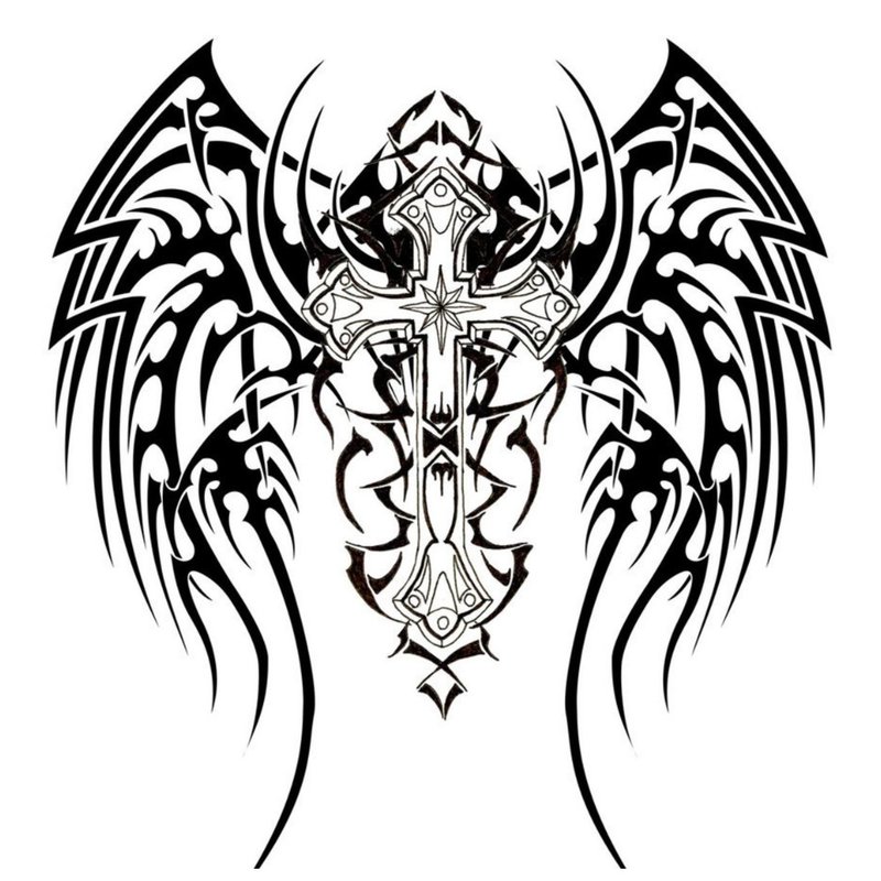 Croquis pour tatouage avec des ailes.